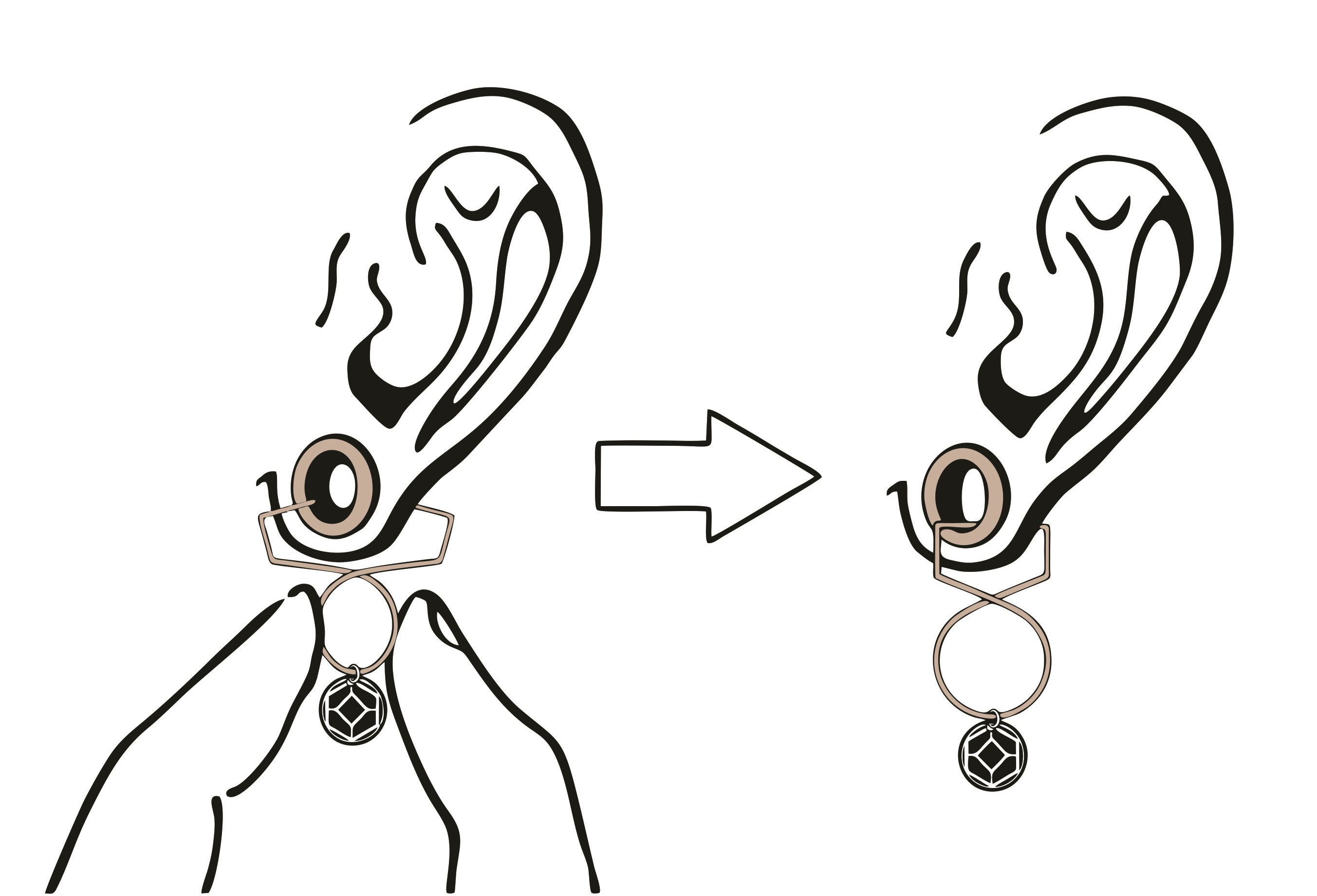 with Infinity Wires squeezed open, insert Wires into flesh tunnel